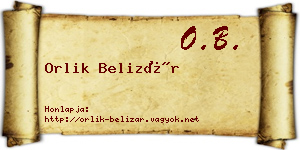 Orlik Belizár névjegykártya